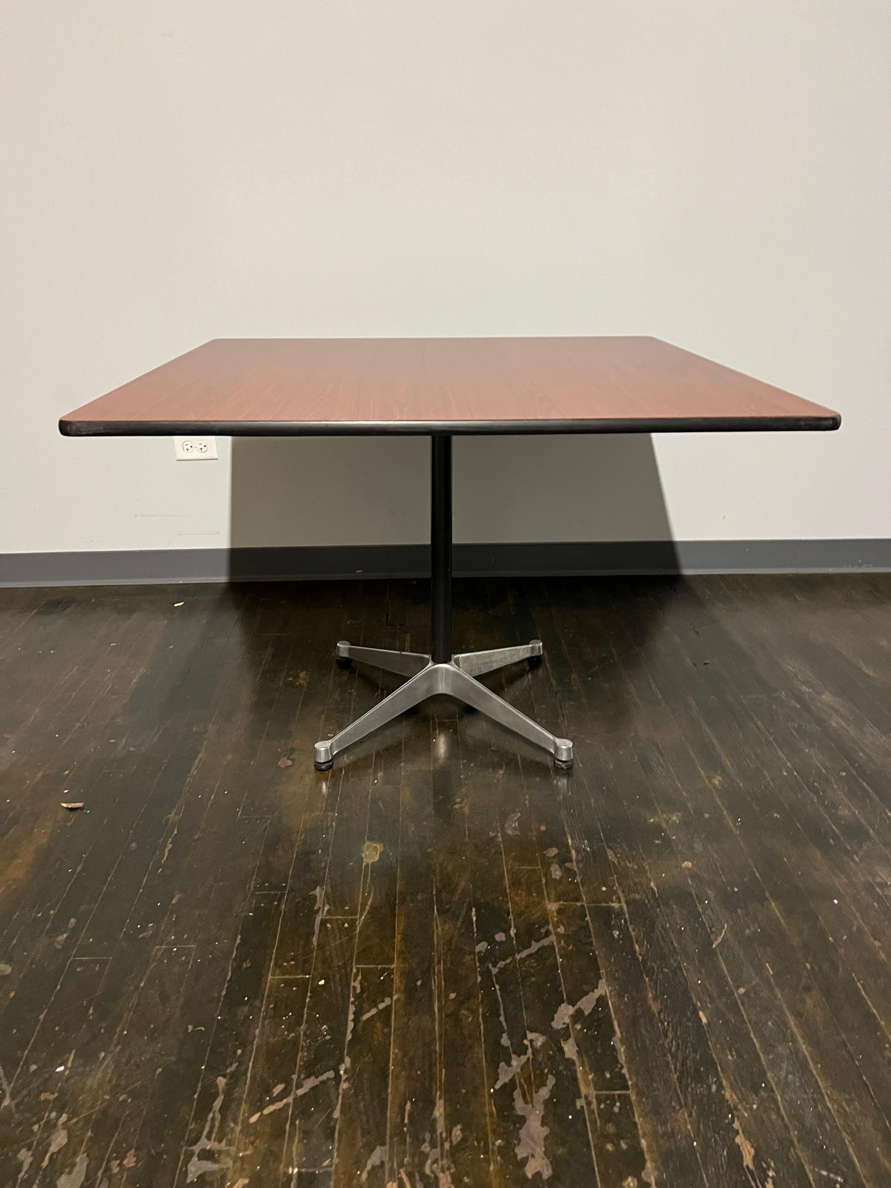 American Square 1950s Herman Miller Square Contract Table with Walnut Laminate Top For Sale