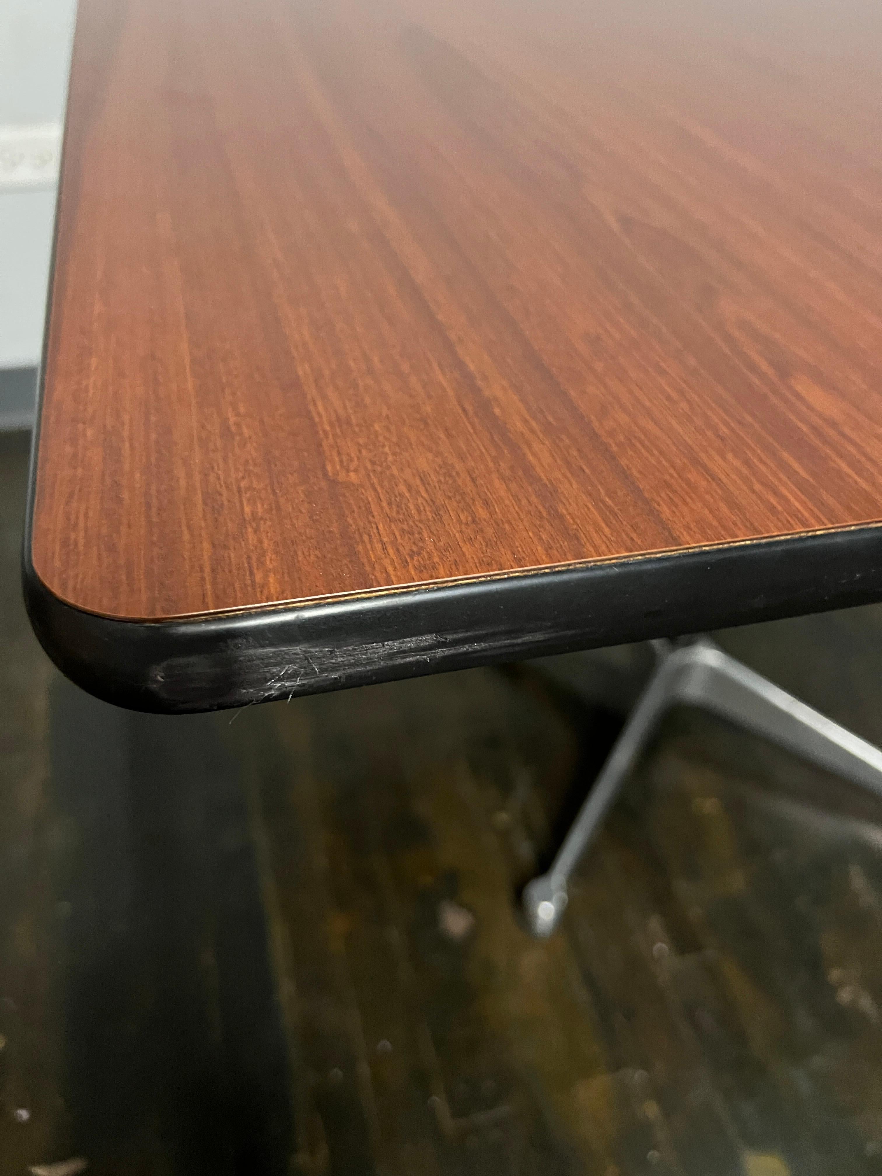 Square 1950s Herman Miller Square Contract Table with Walnut Laminate Top In Good Condition For Sale In Chicago, IL