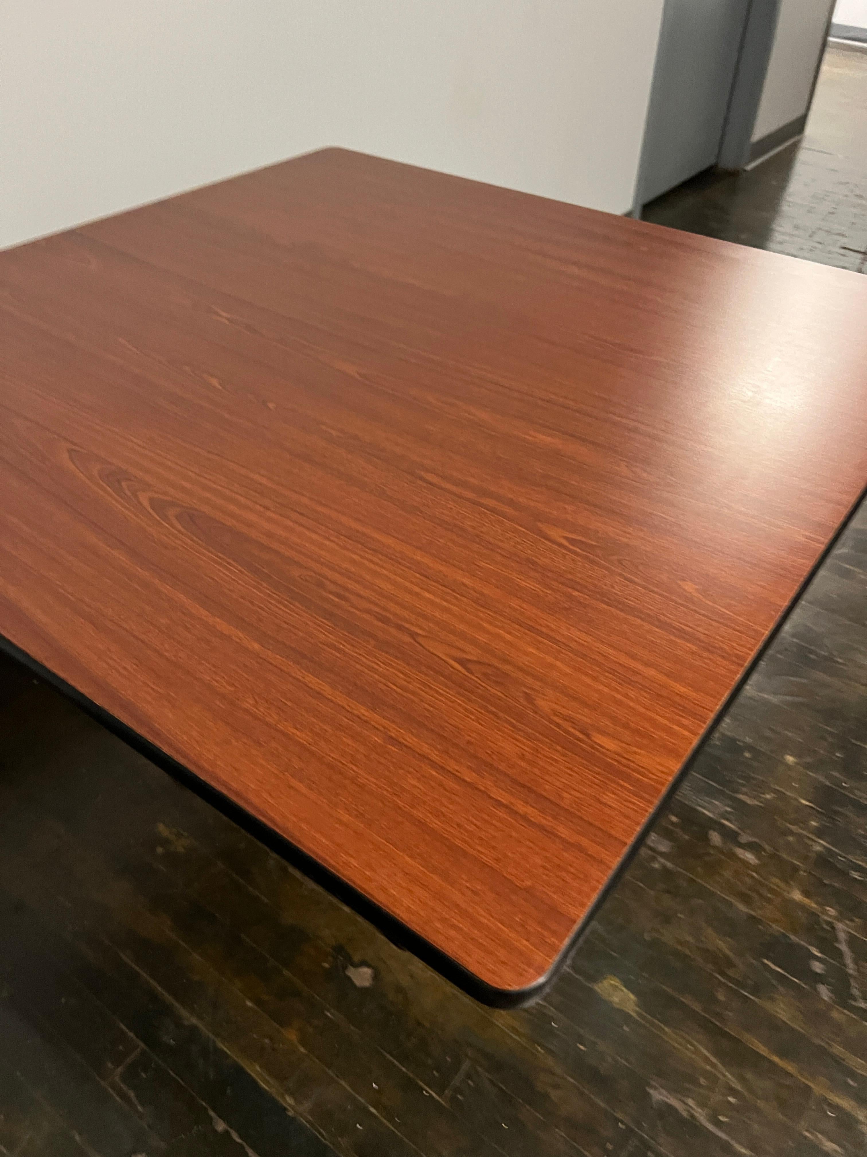 Mid-20th Century Square 1950s Herman Miller Square Contract Table with Walnut Laminate Top For Sale