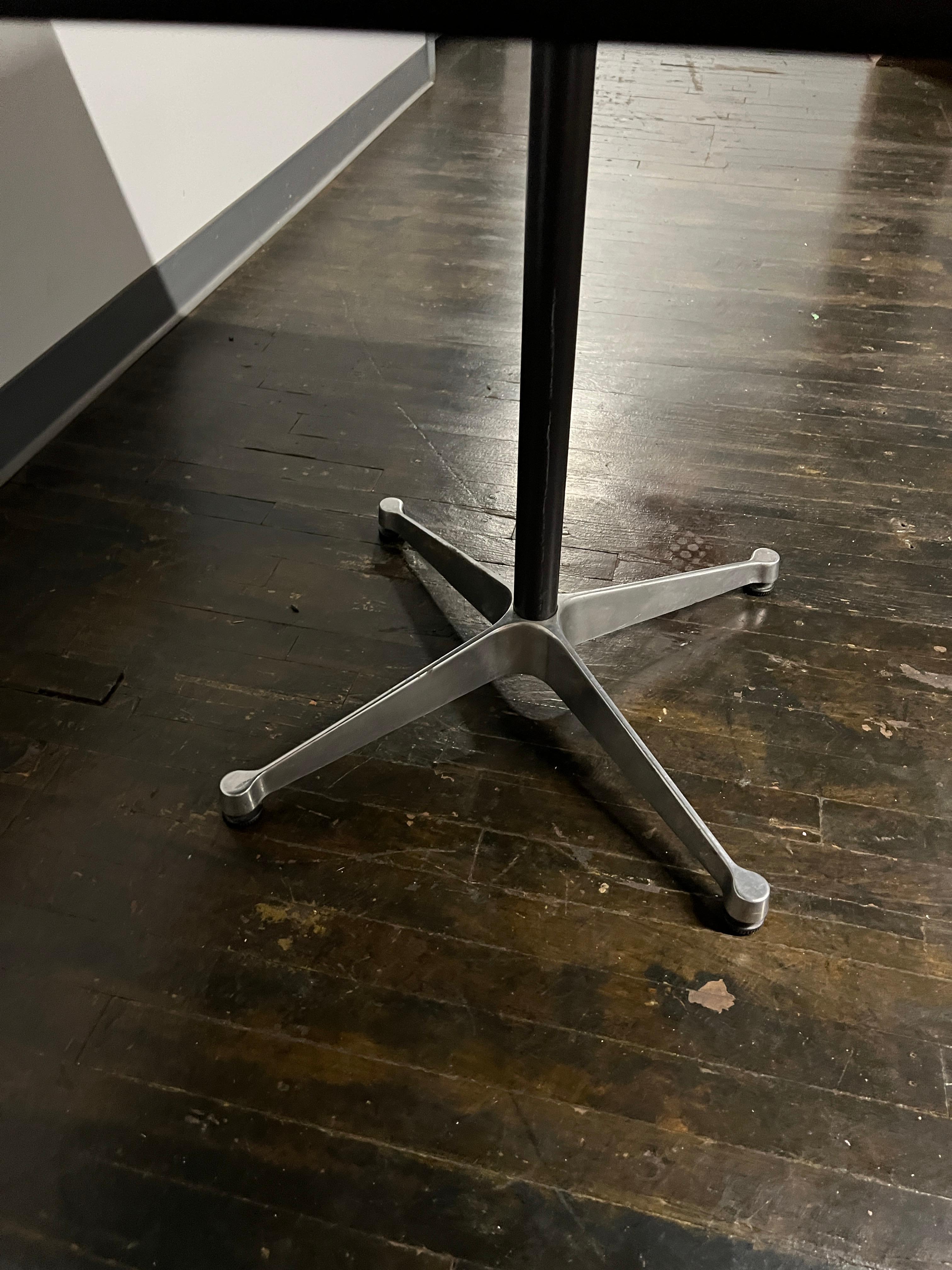 Chrome Square 1950s Herman Miller Square Contract Table with Walnut Laminate Top For Sale