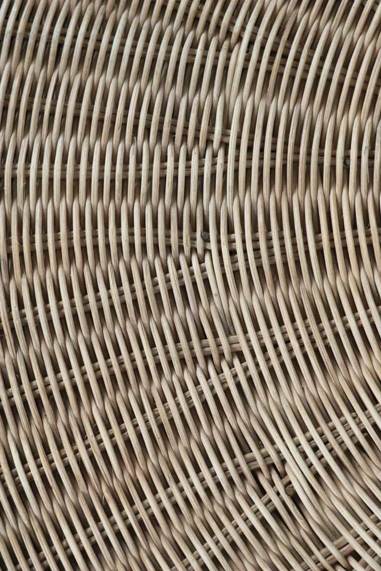 Square 1950s Wicker Sofa Table For Sale at 1stDibs