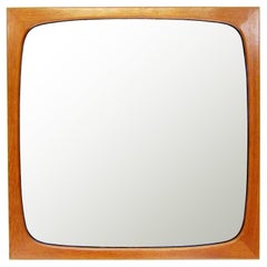 Retro Square 1960s Danish Mirror in Teak by Aksel Kjergaard