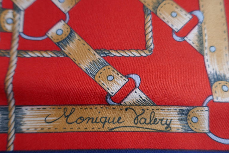 Foulard Vintage Monique Valery - 100% Soie, Motif Floral Multicolore - Occasion Bon État