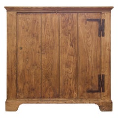 'Square' 19th - Century Bleached Elm and Oak Country Keepers Cupboard