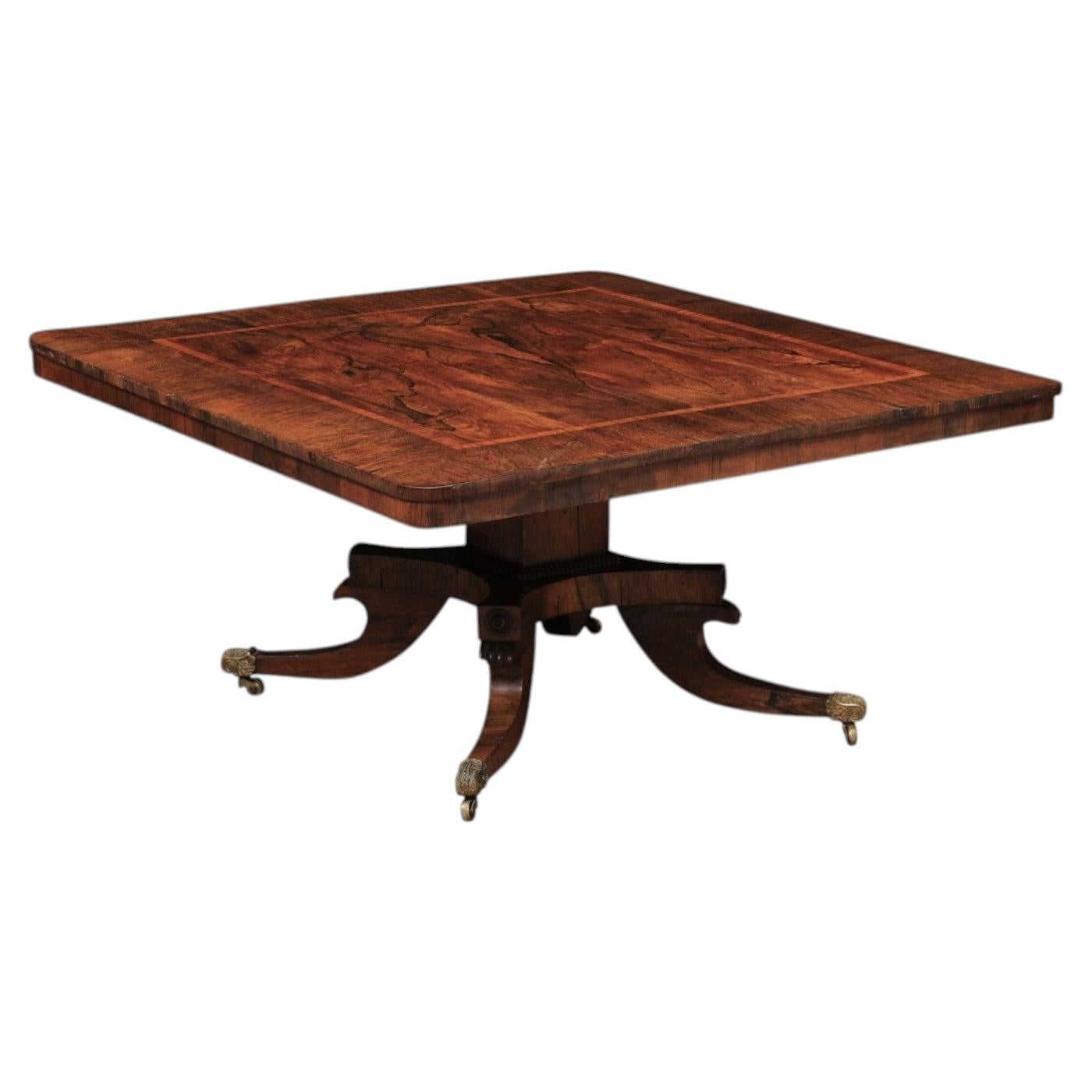 Square 19th Century English Rosewood Coffee Table