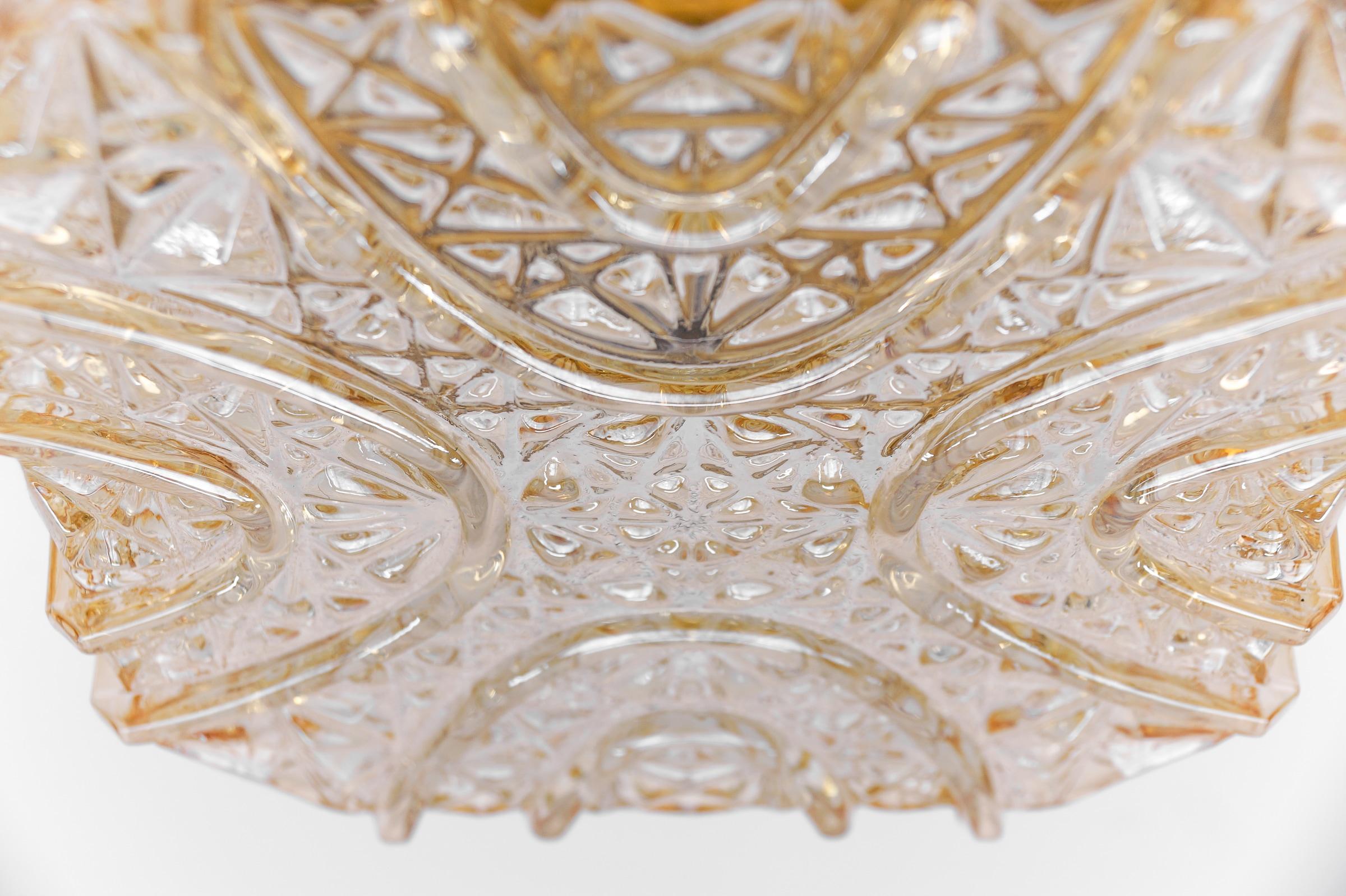 Lámpara empotrada cuadrada 3D de cristal ámbar de Limburg, Alemania Años 60 en venta 3