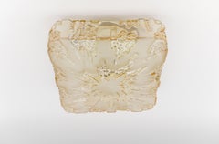 Square 3D Amber Glass Flush Mount Lamp by Limburg, Germany 1960s