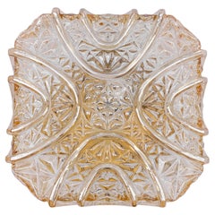 Lámpara empotrada cuadrada 3D de cristal ámbar de Limburg, Alemania Años 60