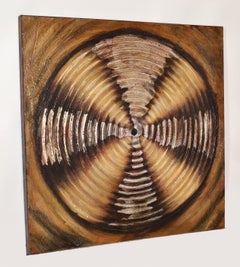 Square Abstract Sunburst Gold Bronze Silver Fine Art Acrylic on Canvas Painting