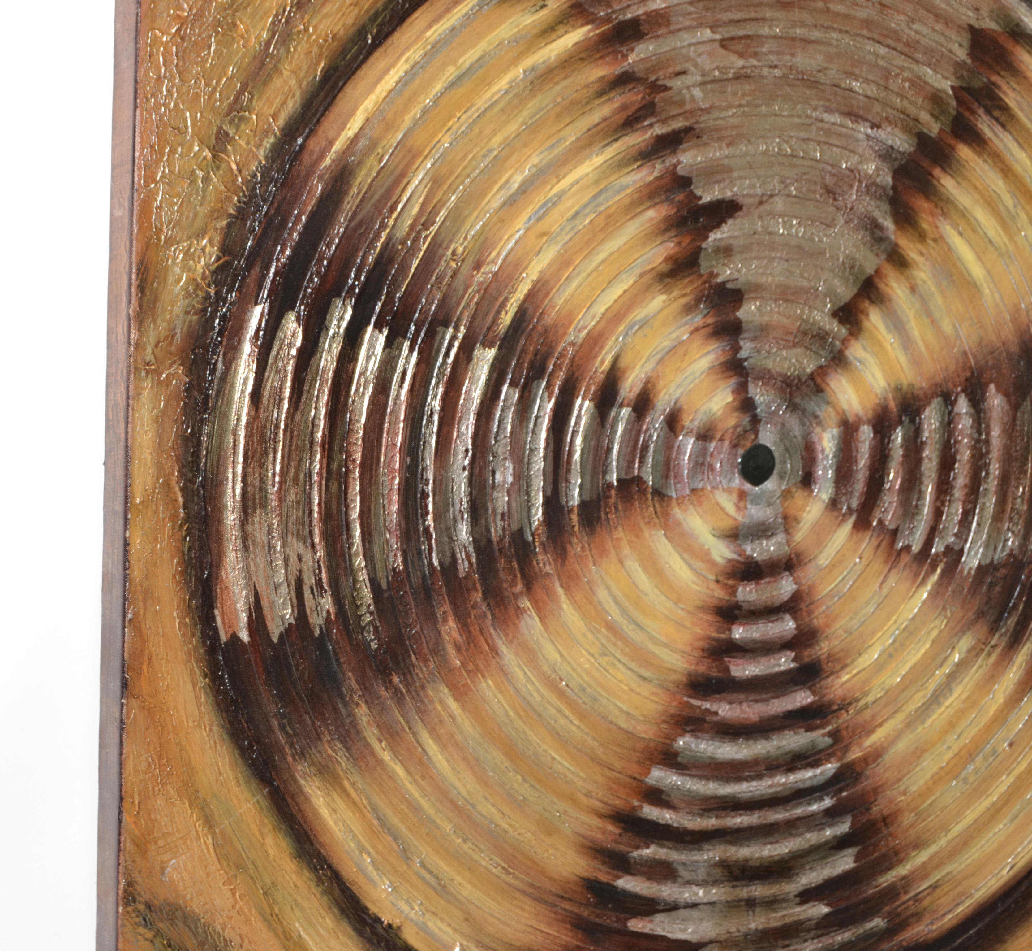 Cuadrado Abstracto Ráfaga de Sol Oro Bronce Plata Pintura de Bellas Artes Acrílico sobre Lienzo en venta 1