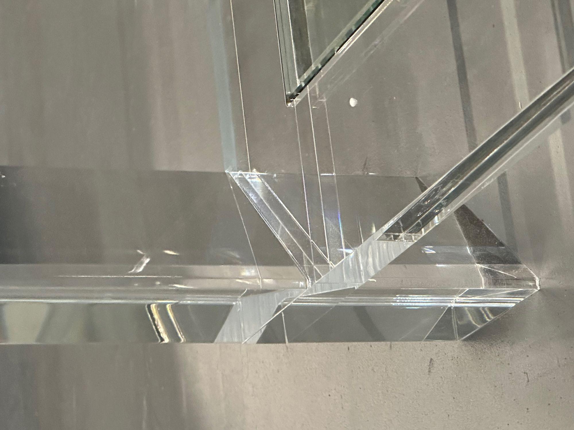 Square Acrylic and Glass Coffee Cocktail Table, Modern Two-Tier, Interlude Home 5