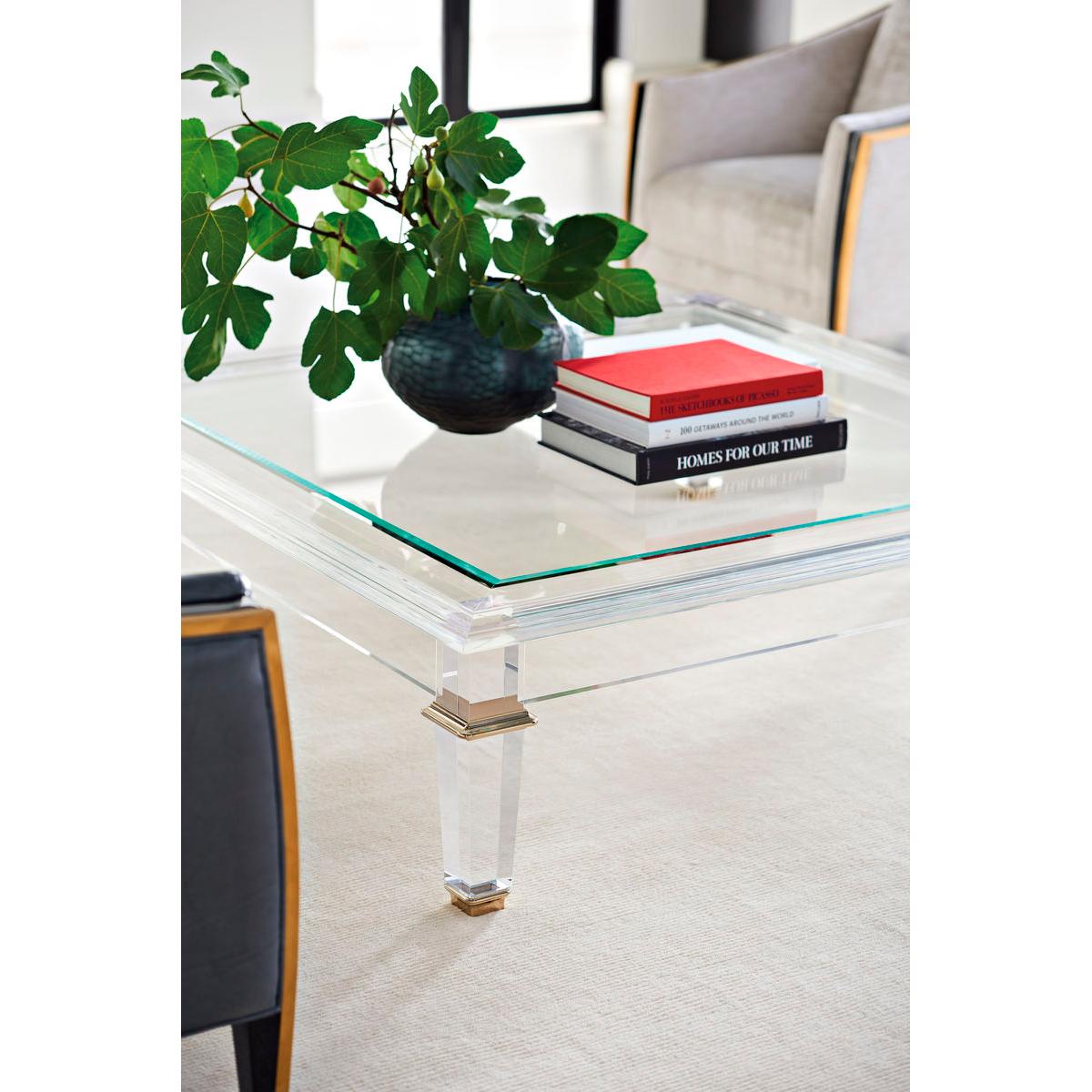 Neoclassical Square Acrylic Coffee Table For Sale