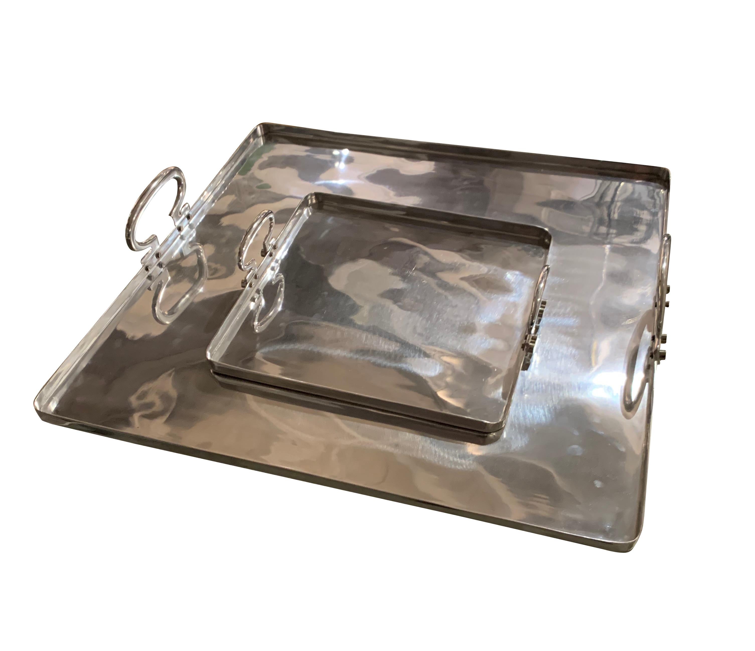Square Aluminum Large Tray with Handles, Italy, Contemporary In New Condition In New York, NY