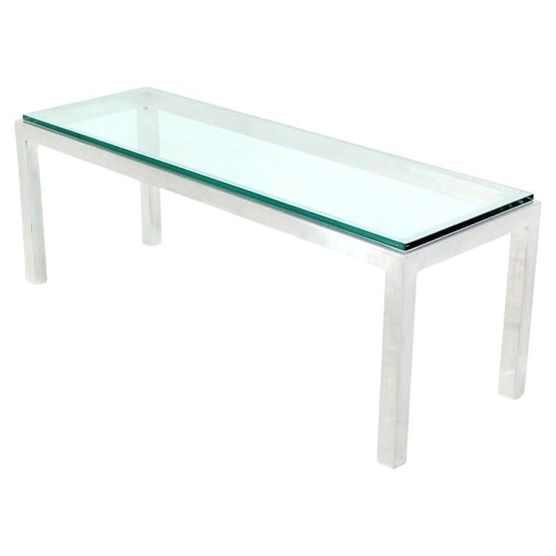 Square Aluminum Profile Metal Frame Glass Top Coffee Side Table Long Rectangle  For Sale