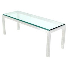 Vintage Square Aluminum Profile Metal Frame Glass Top Coffee Side Table Long Rectangle 