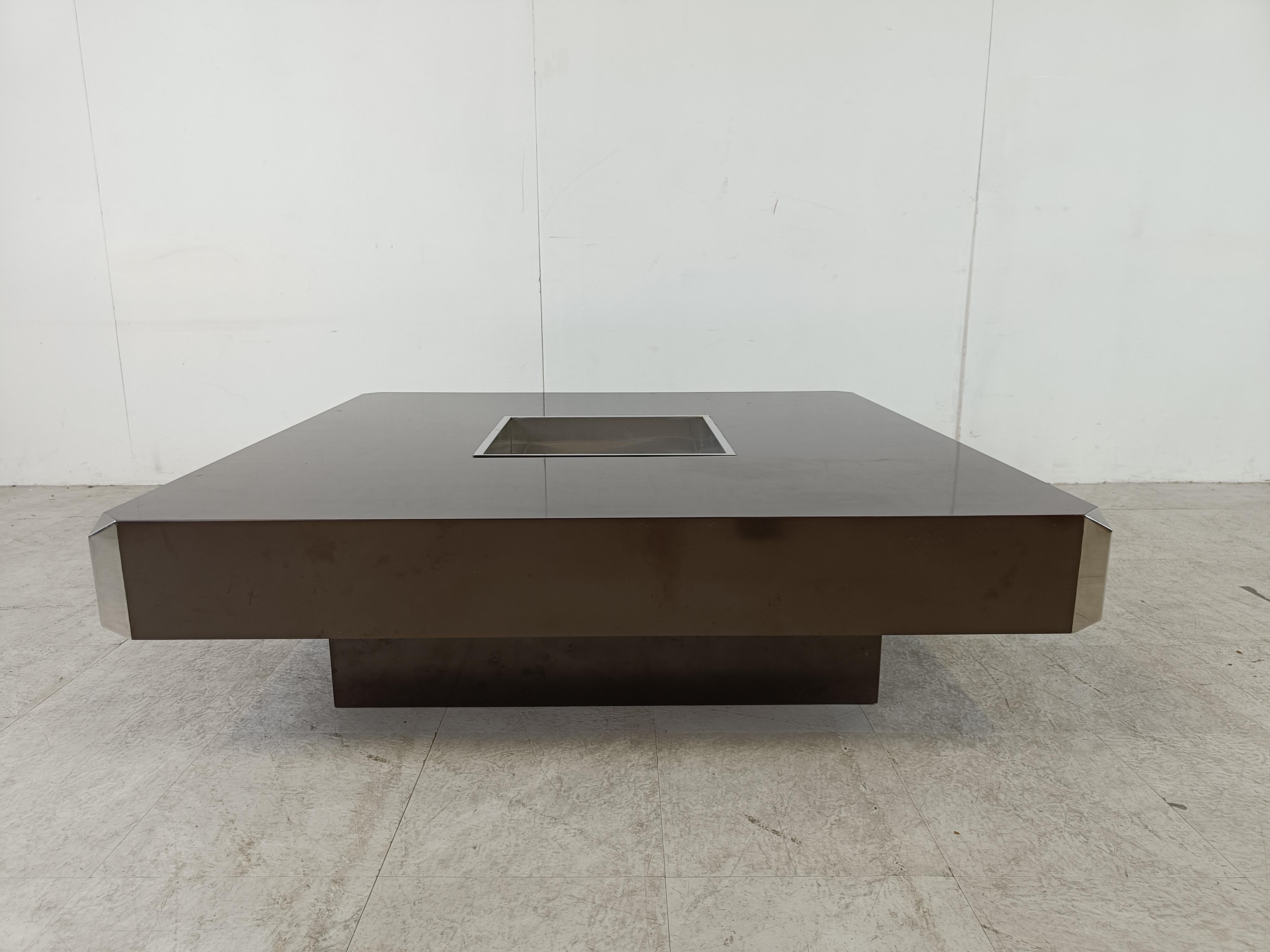 Italian Square Alveo coffee table by Willy Rizzo, 1970s