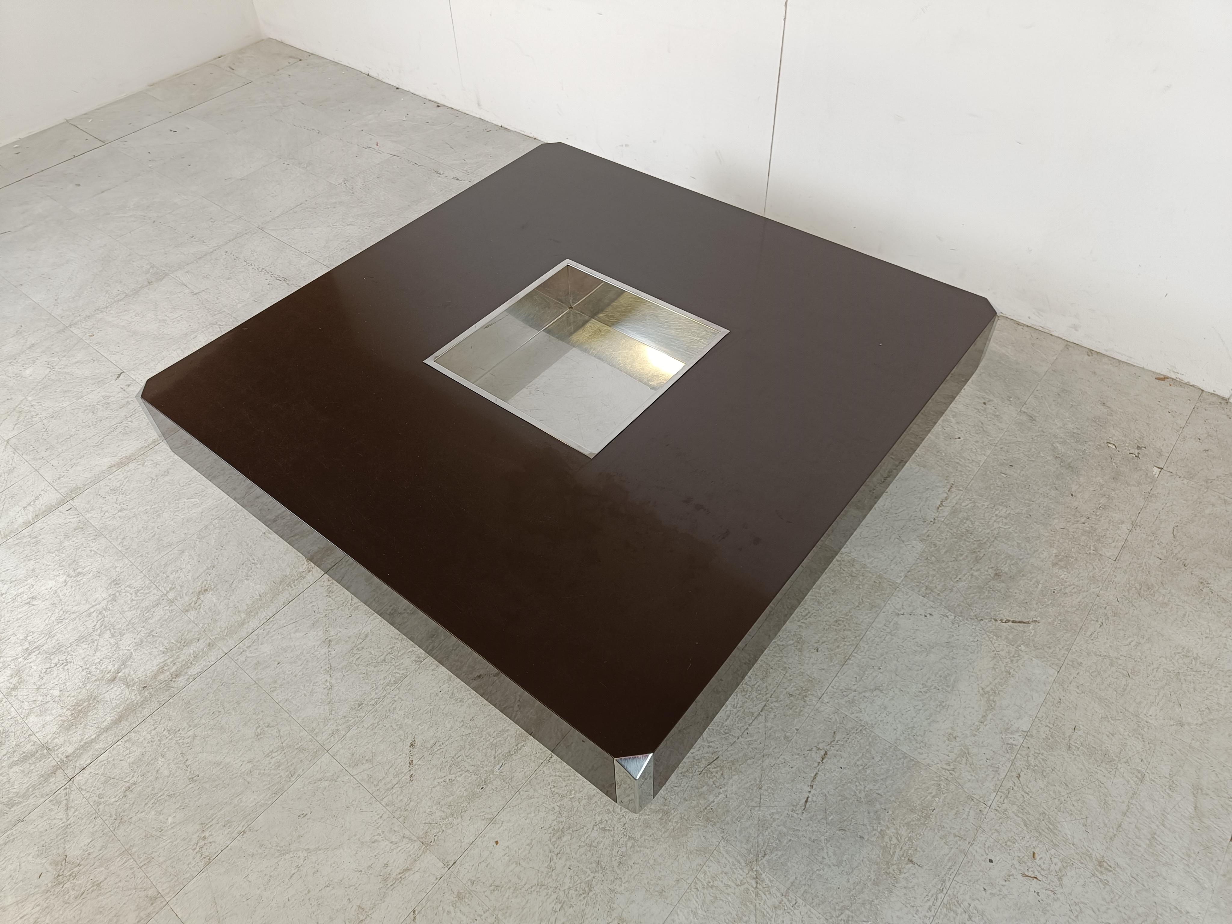 Square Alveo coffee table by Willy Rizzo, 1970s In Good Condition In HEVERLEE, BE