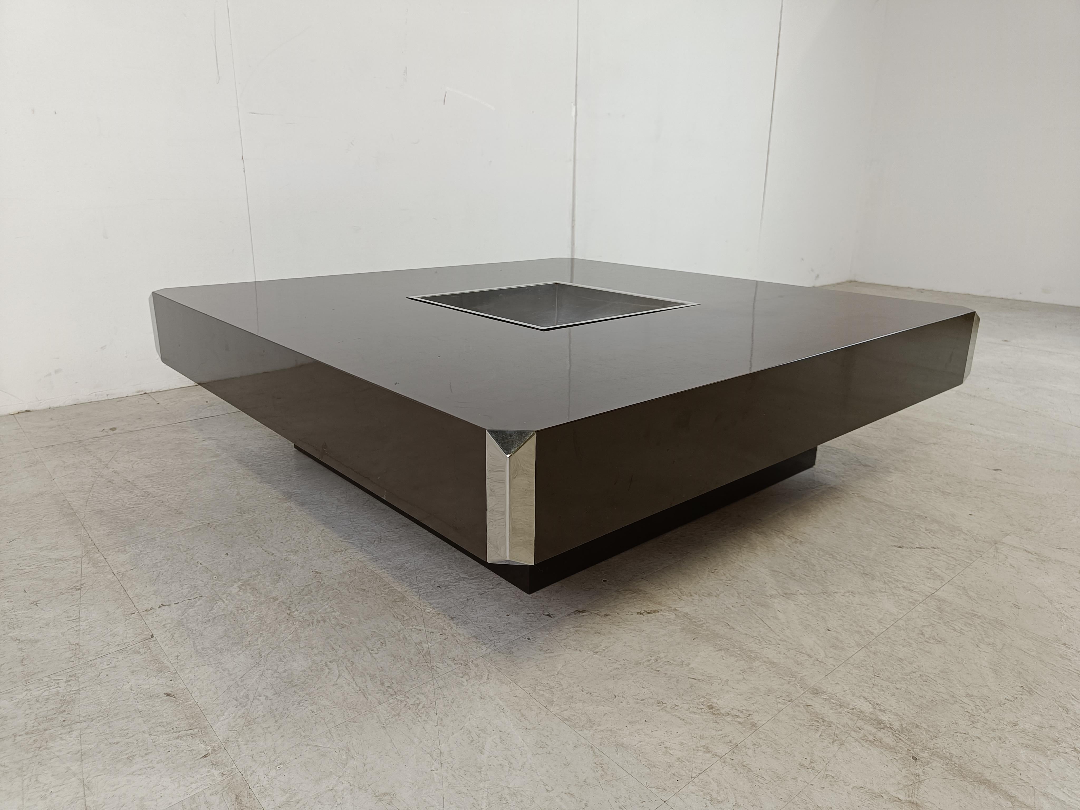 Square Alveo coffee table by Willy Rizzo, 1970s 1