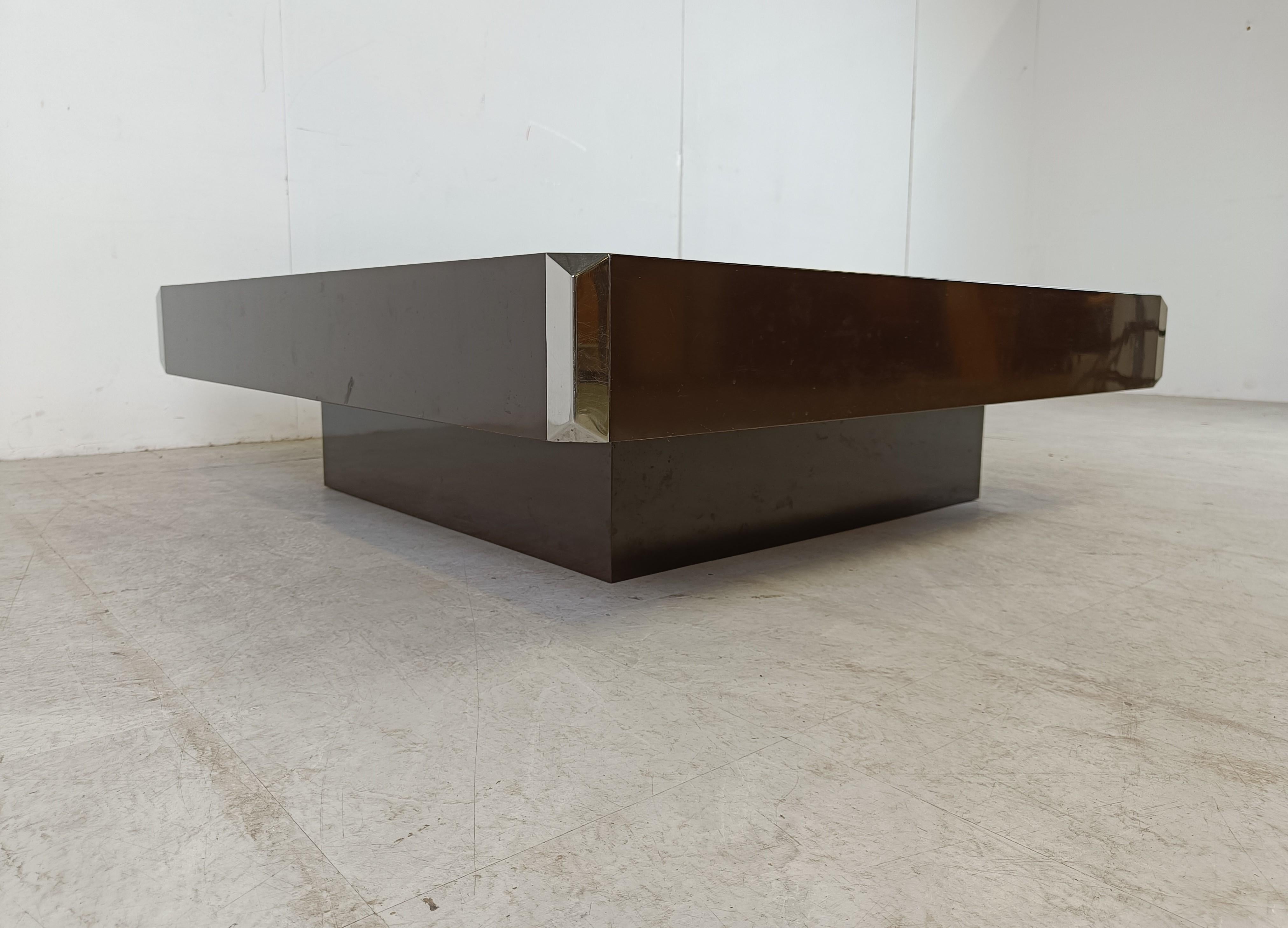 Square Alveo coffee table by Willy Rizzo, 1970s 2