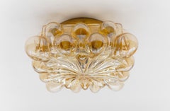 Square Amber Bubble Glass Wall Lamp / Flush Mount, 1960s Limburg