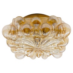 Square Amber Bubble Glass Wall Lamp / Flush Mount, 1960s Limburg