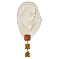 Vintage Square Amber Drop Earrings