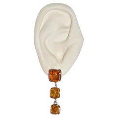 Square Amber Drop Earrings