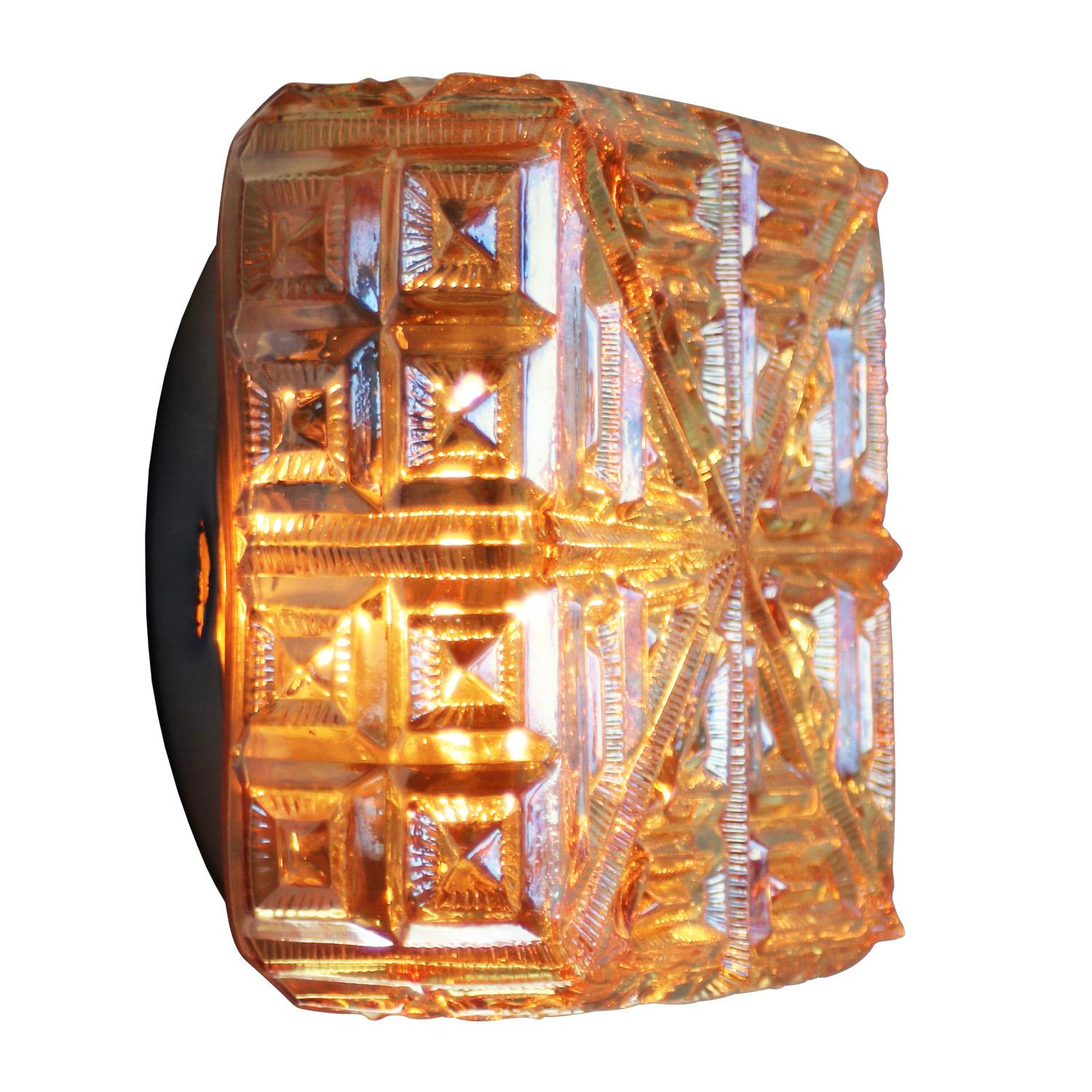Square Amber Glass Mid-Century Sconces Flush Mounts