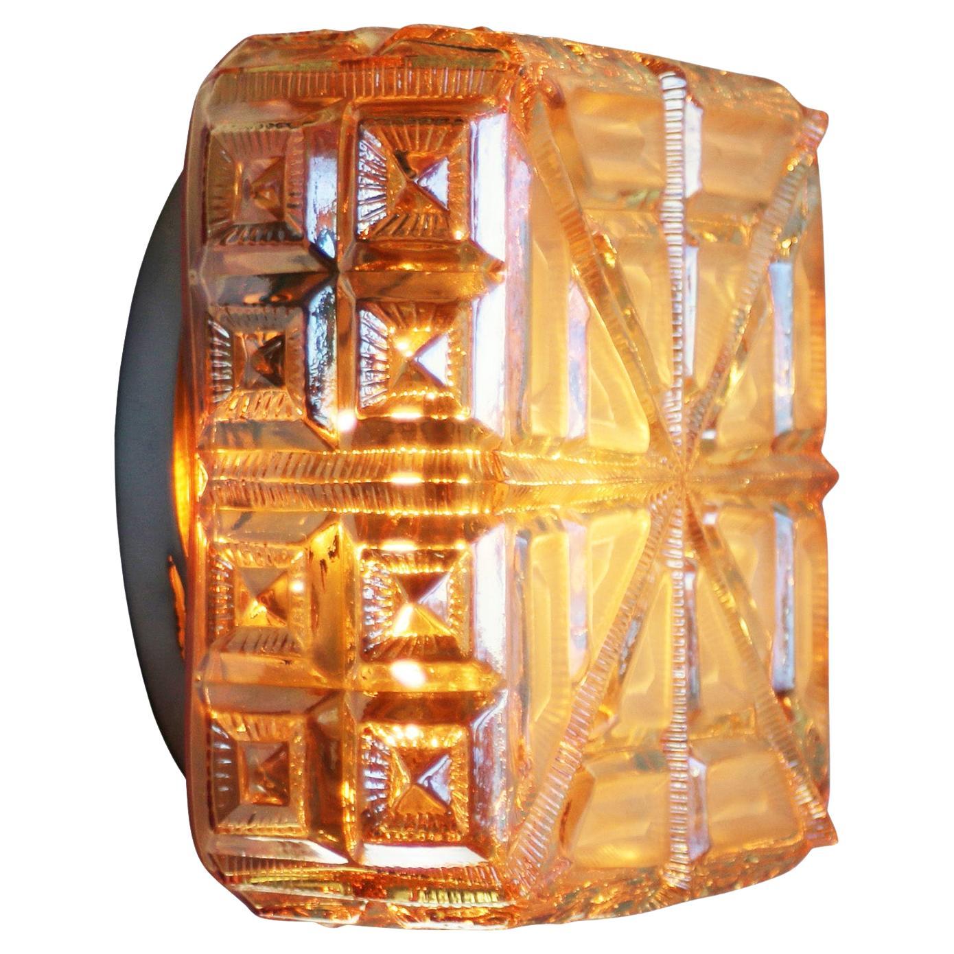Square Amber Glass Mid-Century Sconces Flush Mounts