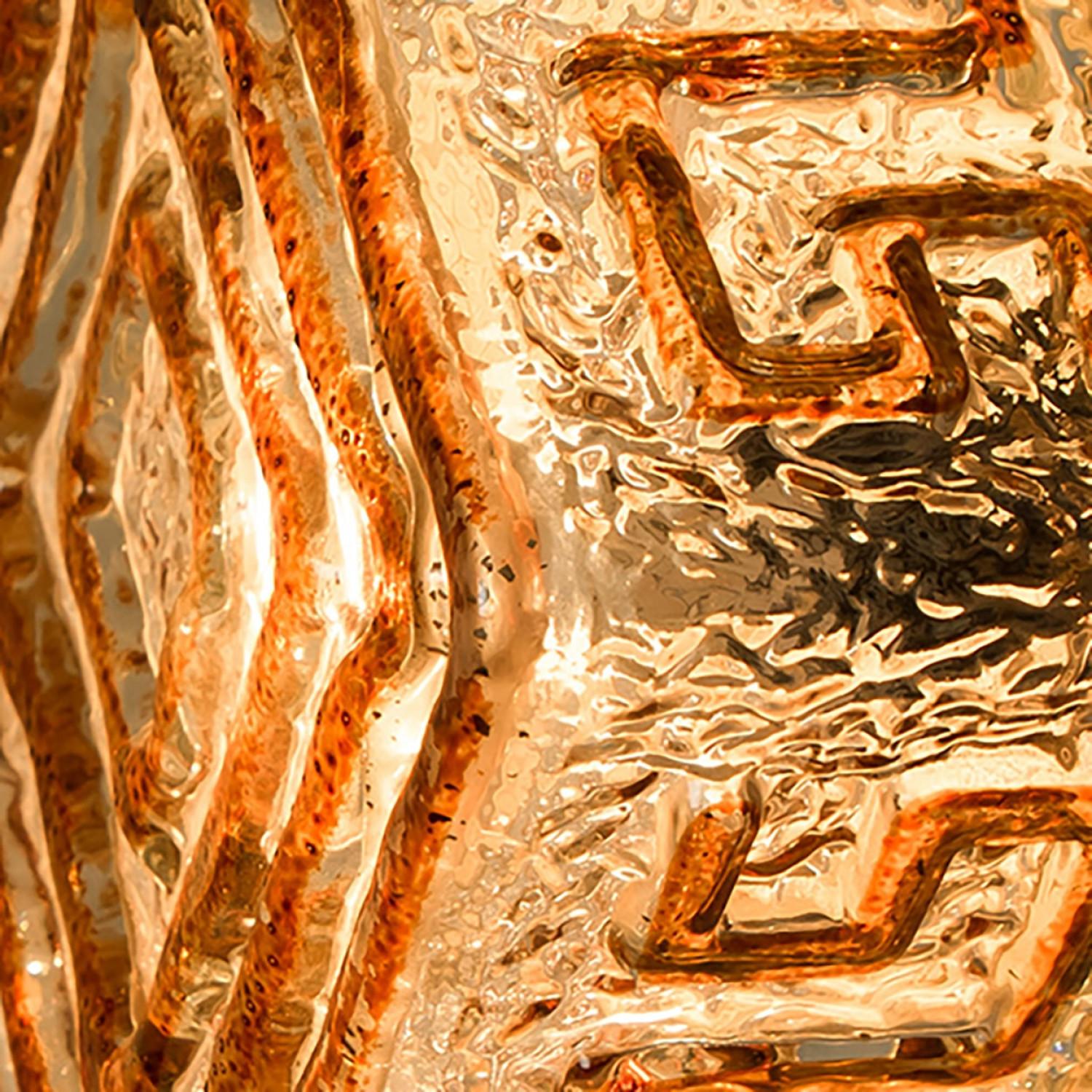 Lampada da parete quadrata in vetro ambrato, anni '70 in vendita 4