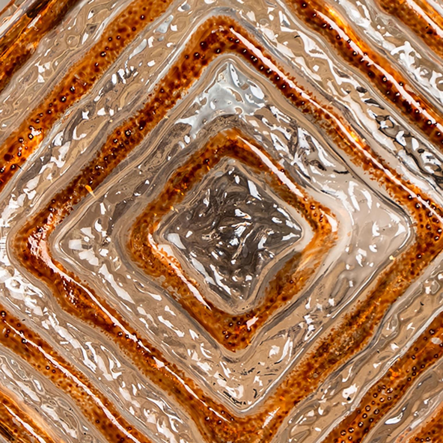 Lampada da parete quadrata in vetro ambrato, anni '70 in vendita 6