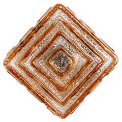 Square Amber Glass Wall Light Flush Mount, 1970s