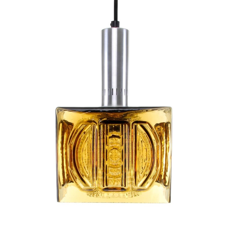 Vintage GobletShaped Glass Ceiling Pendant Light on a Long Chain at