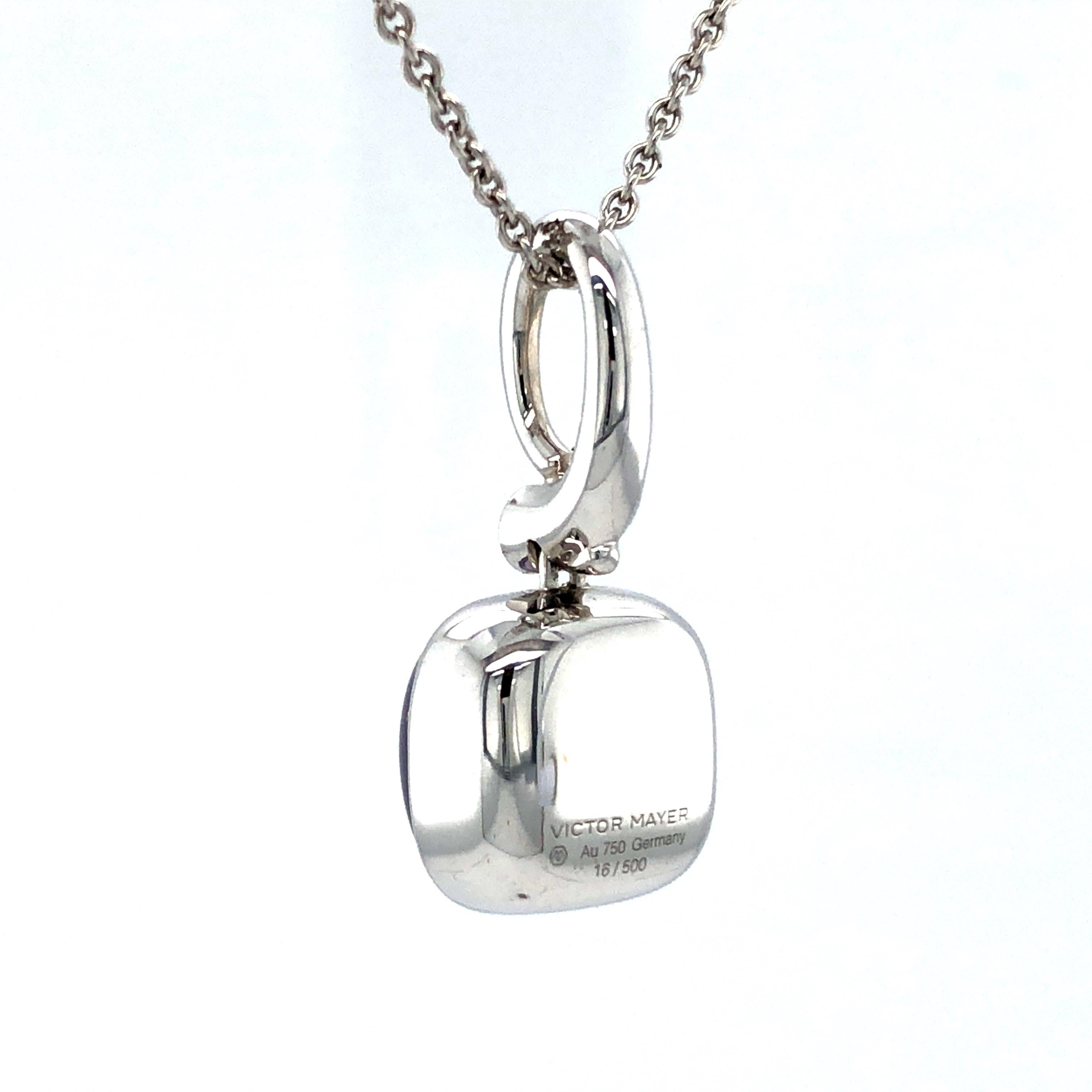 Women's Square Amethyst Pendant Necklace - 18k White Gold - 1 Diamond 0.04 ct G VS For Sale