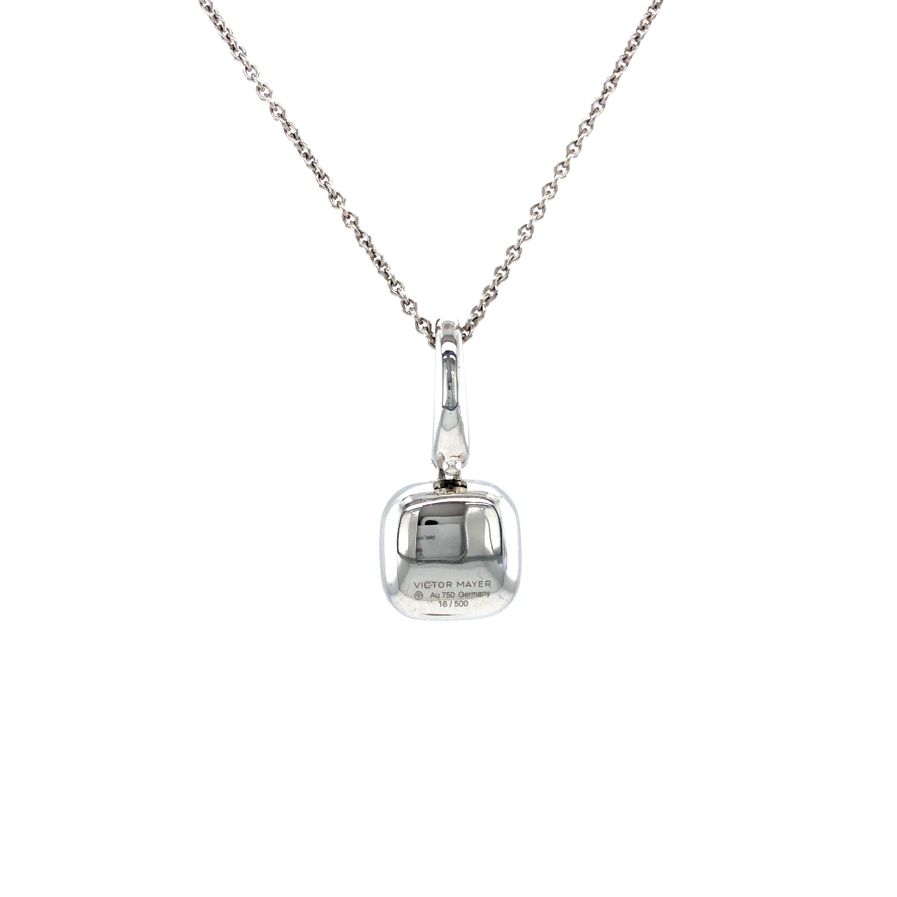 Square Amethyst Pendant Necklace - 18k White Gold - 1 Diamond 0.04 ct G VS For Sale 1