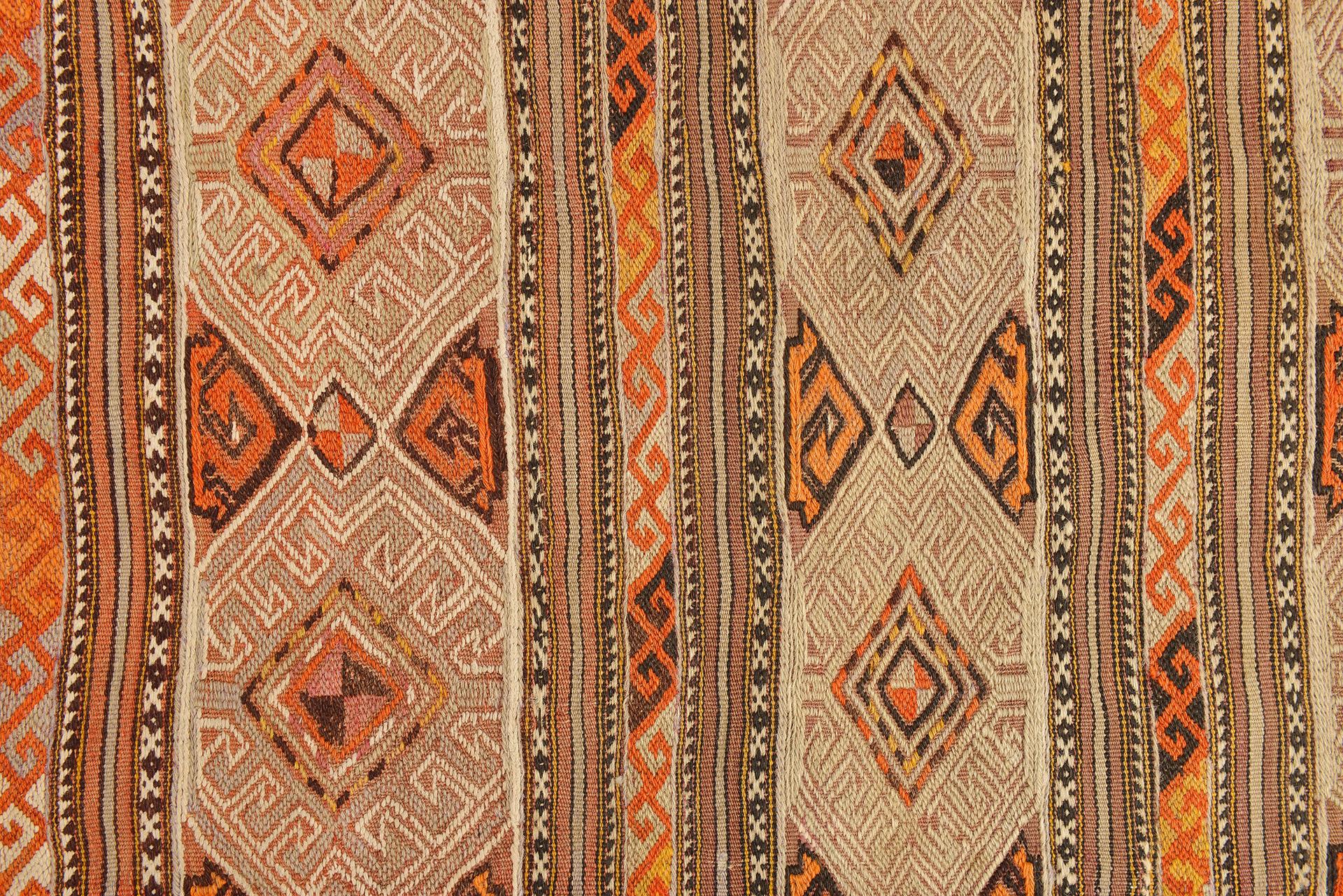 Wool Square Anatolian Kilim with Cicim For Sale