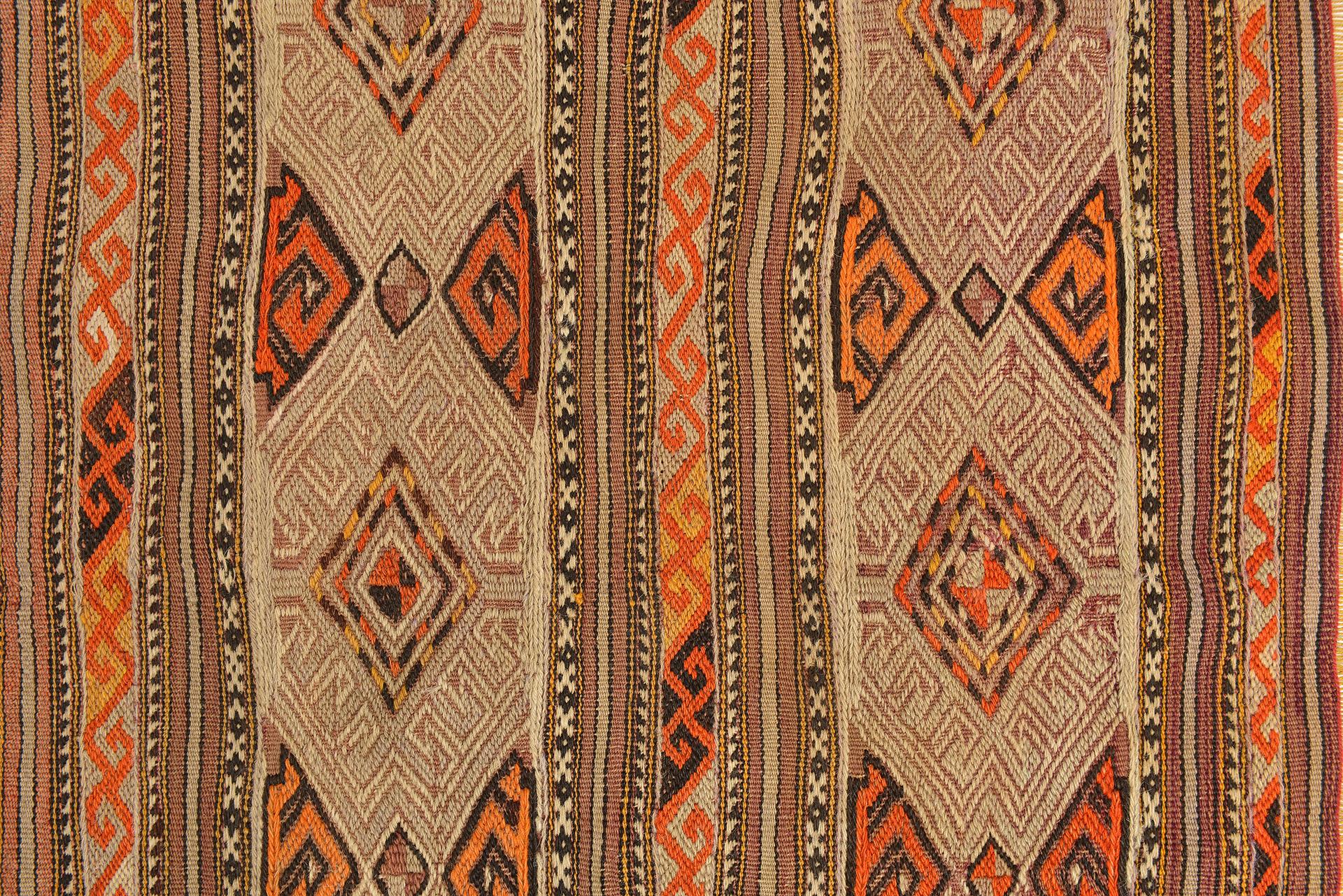 Square Anatolian Kilim with Cicim For Sale 1