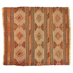 Square Anatolian Kilim with Cicim