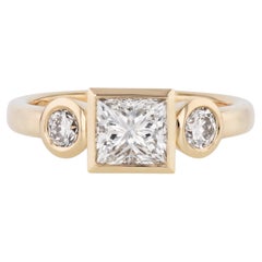Square and Round Bezel Set Diamond Engagement Ring