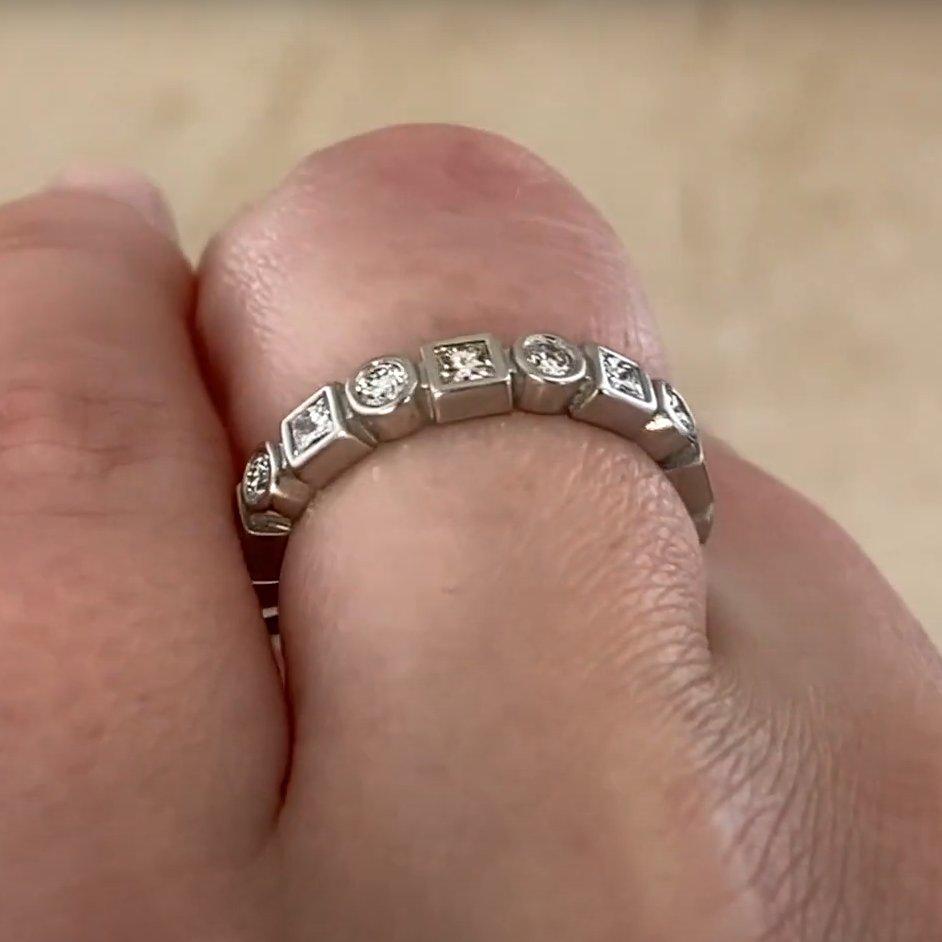 Round Cut Square and Round Diamond Alternating Eternity Band (Approx 1.6-Carats), Platinum For Sale