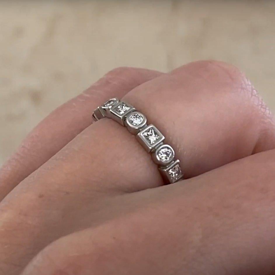 Women's or Men's Square and Round Diamond Alternating Eternity Band (Approx 1.6-Carats), Platinum For Sale