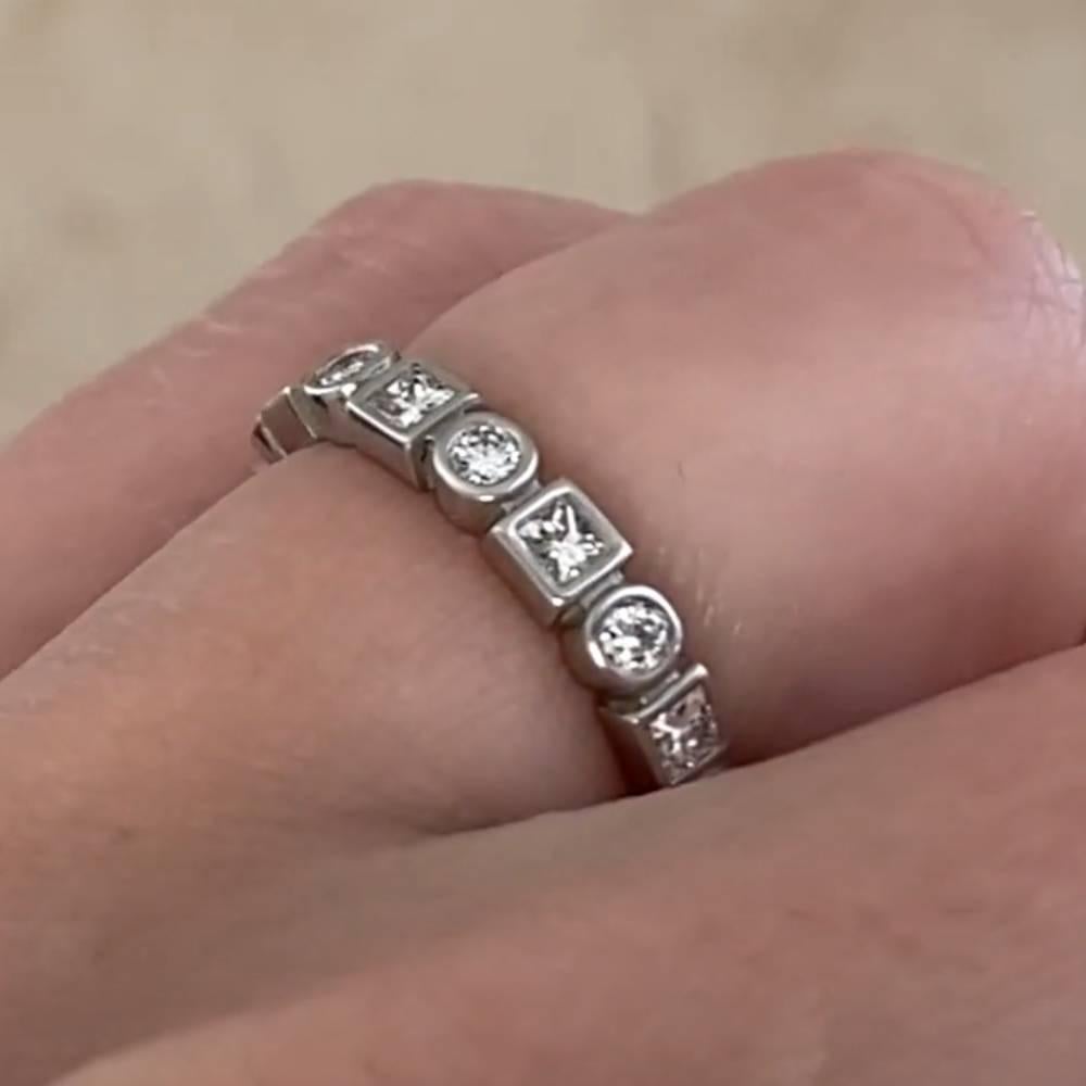 Round Cut Square and Round Diamond Alternating Eternity Band (Approx 1.6-Carats), Platinum For Sale
