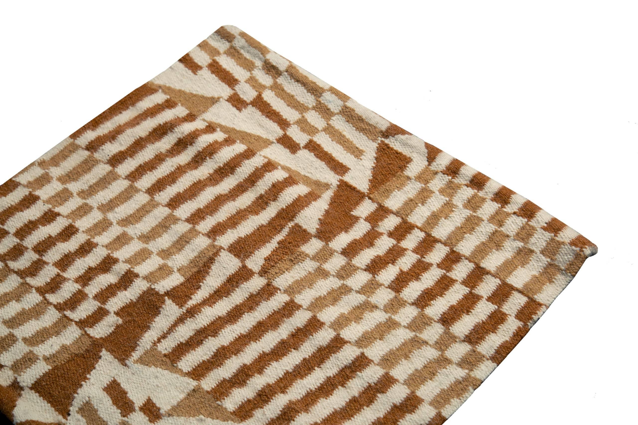 Peruvian Nazmiyal Collection Andean Checkers Design Kilim Rug By Genaro Rivas. 8 ft x 8ft For Sale