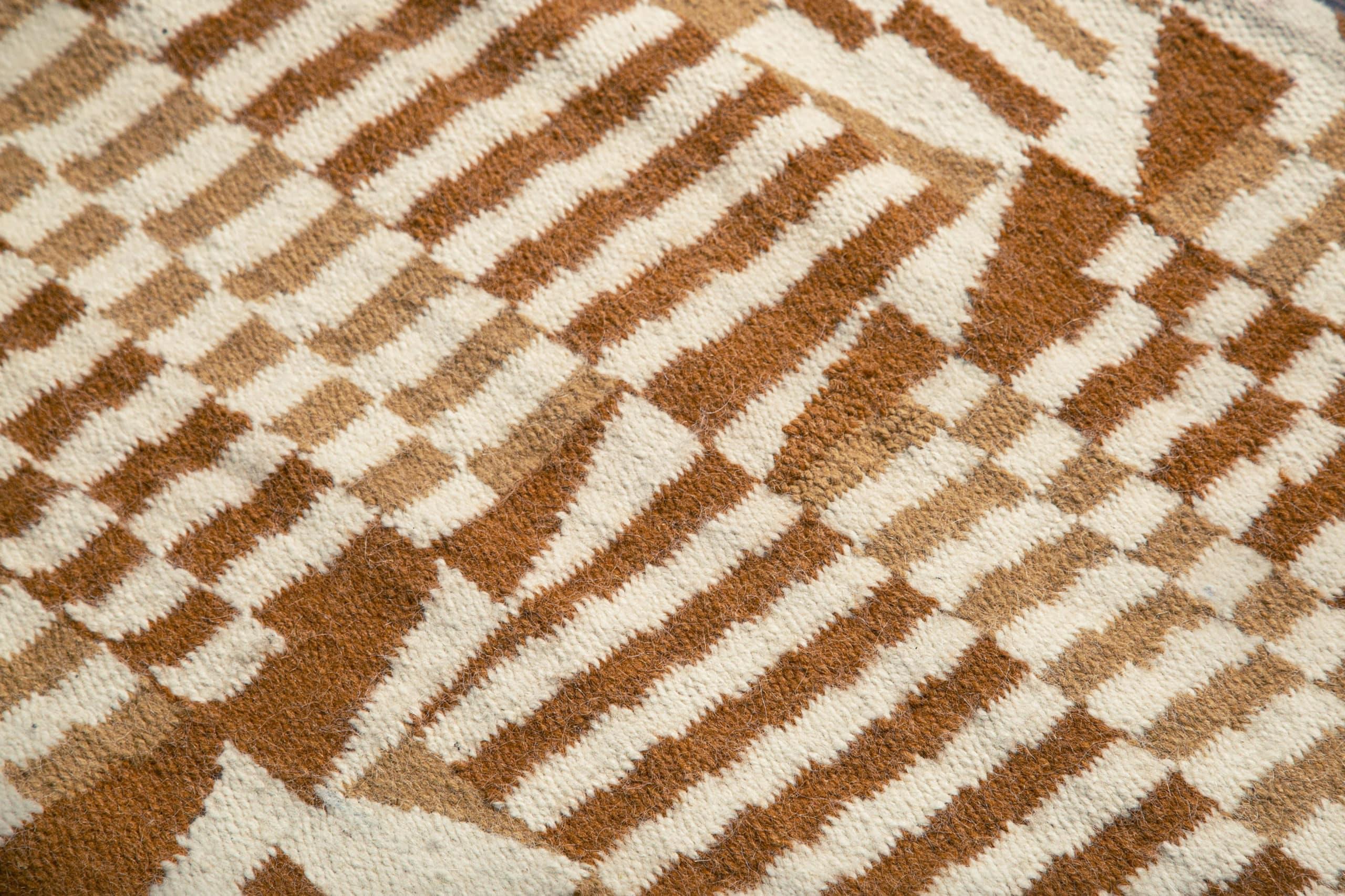 Hand-Woven Nazmiyal Collection Andean Checkers Design Kilim Rug By Genaro Rivas. 8 ft x 8ft For Sale