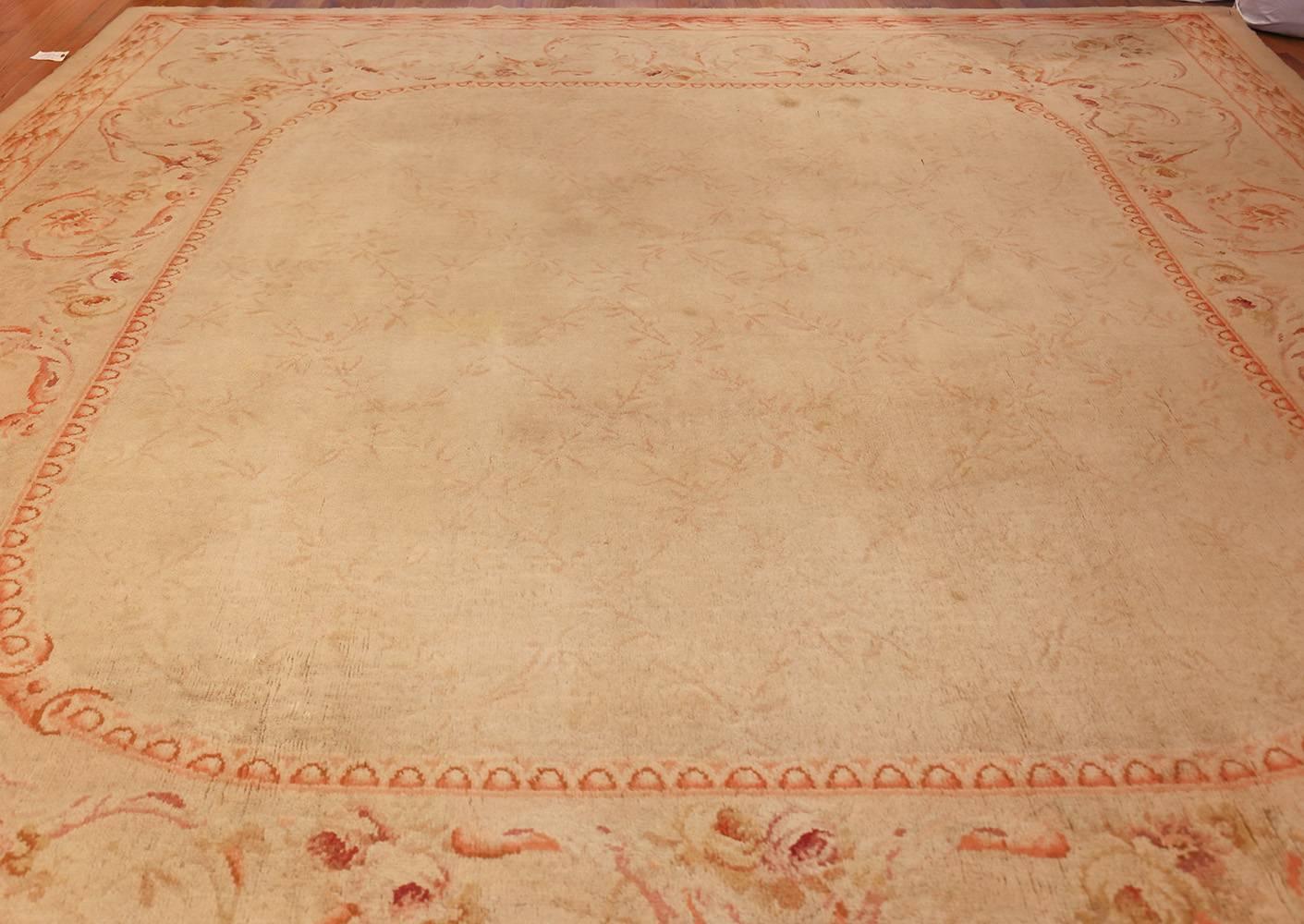 Beautiful Square Antique French Savonnerie Rug, Country of Origin / Rug Type: French Rug, Circa Date: 1900 – Size: 11 ft 10 in x 12 ft 8 in (3.61 m x 3.86 m).