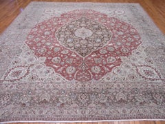 Square Antique Hand Knotted Wool Persian Tabriz Rug