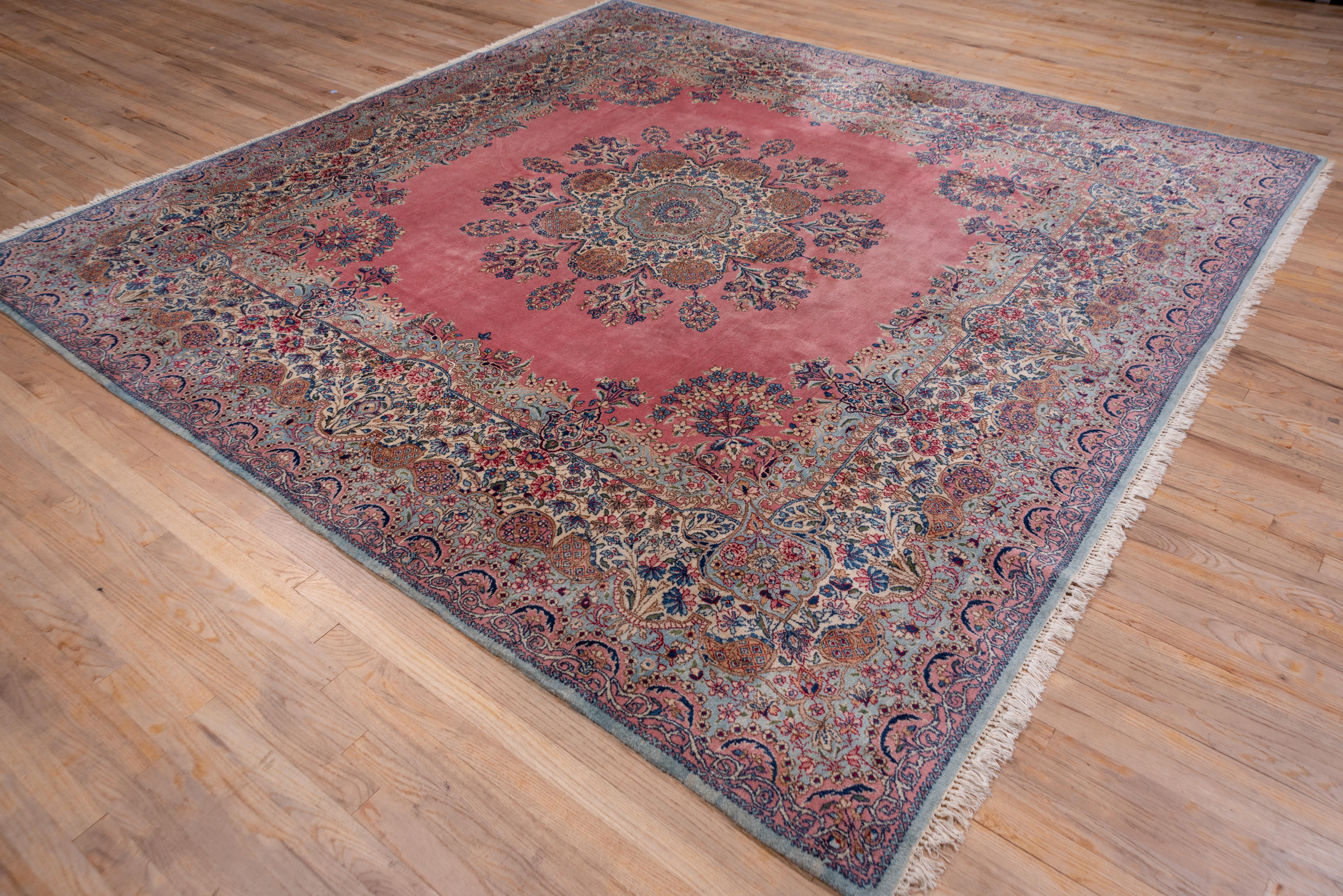 Square Antique Kerman Carpet In Excellent Condition For Sale In New York, NY