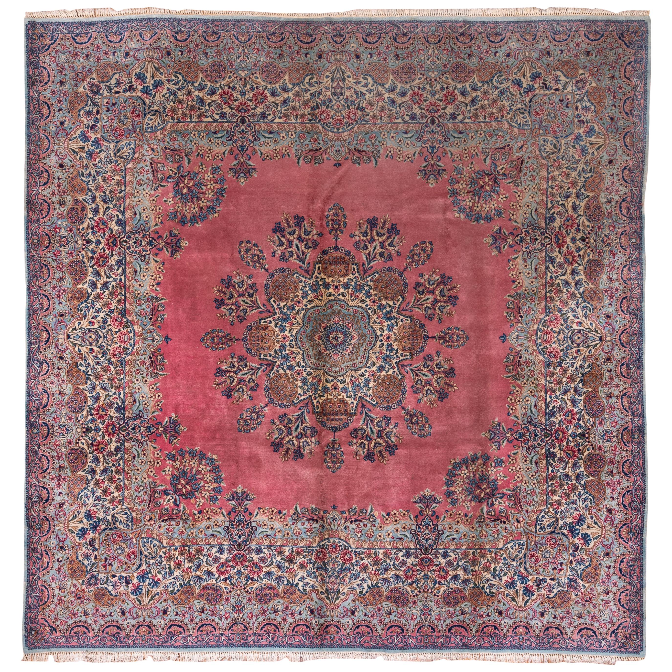 Square Antique Kerman Carpet For Sale