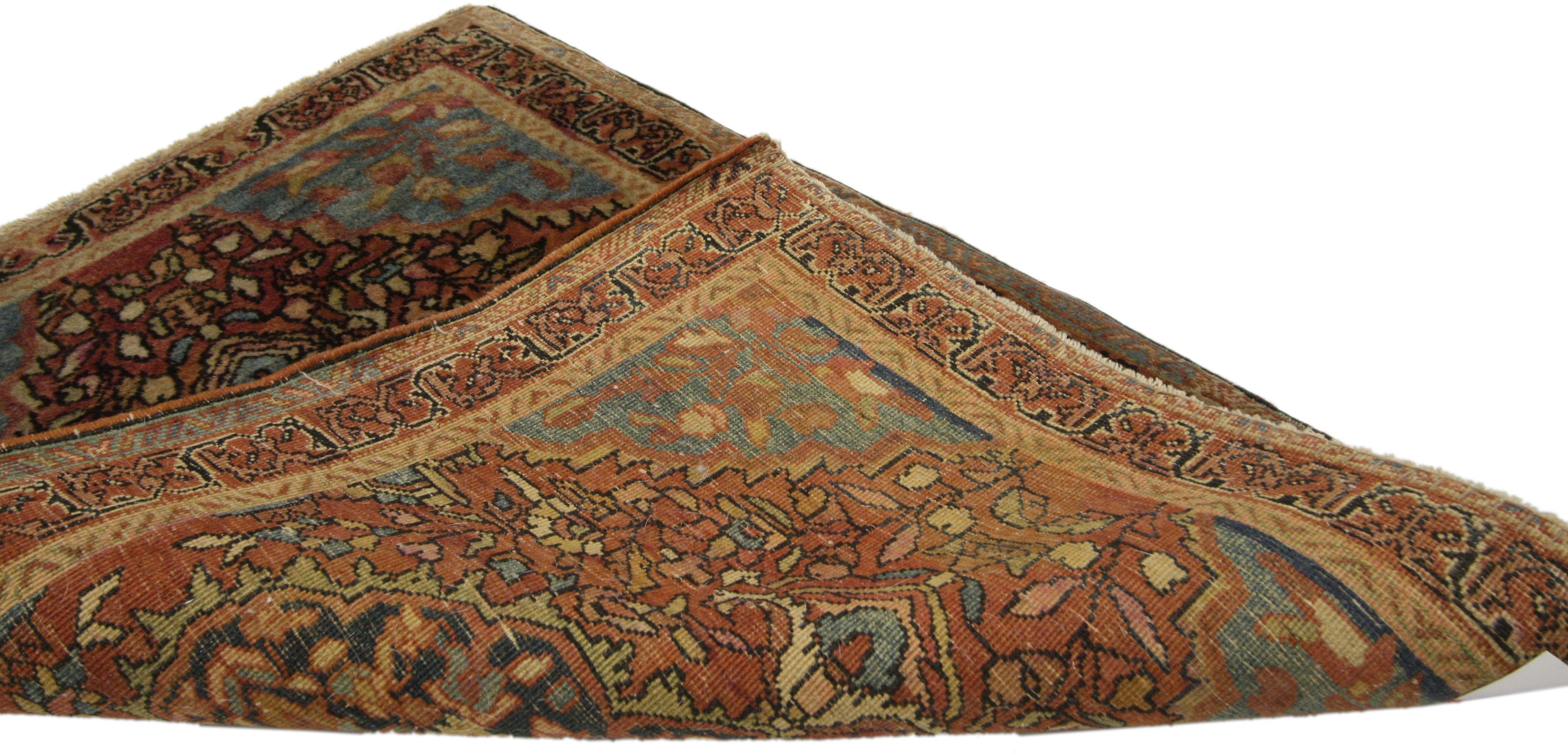 Hand-Knotted Square Antique Persian Farahan Rug For Sale