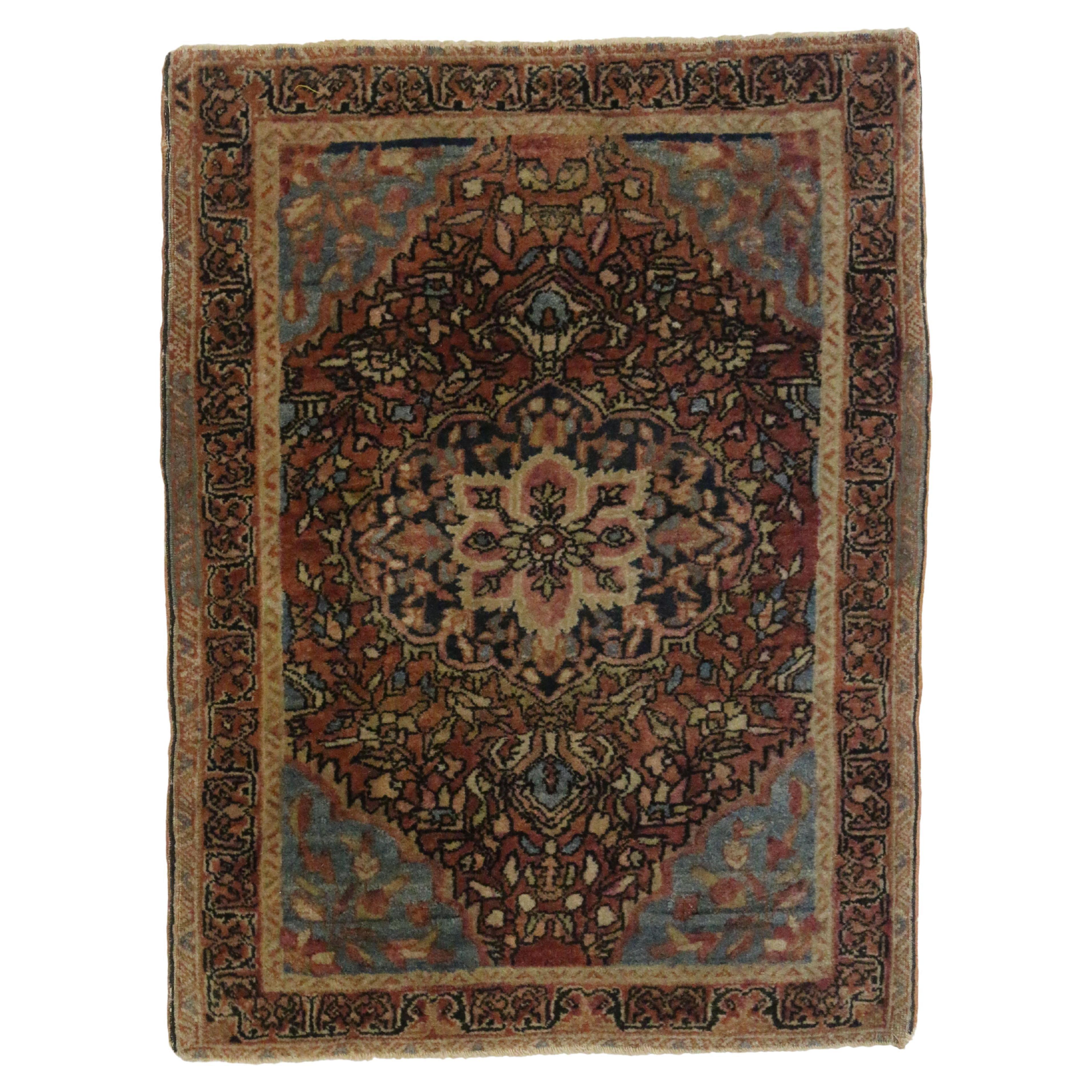 Square Antique Persian Farahan Rug For Sale